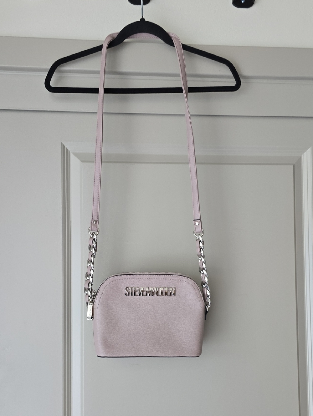 Steve Madden Light Blush Pink Crossbody with Silver Chain